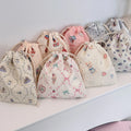 2026 Wholesale Girls Floral Gift Storage Bag Dust Draw String Canvas Cosmetic Drawstring Bags Large Capacity Flower Jewelry Bag