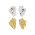 Female Luxury Vintage S925 Sterling Silver Square Diamond Stud Earrings Irregular Original Pleated Texture Zircon Perfect Gift