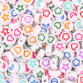 Wholesale 7*4mm White/Golden Flat Acrylic Beads Flower/Star/Moon/Heart Loose Spacer Beads for DIY Jewelry Plastic Lucite Beads
