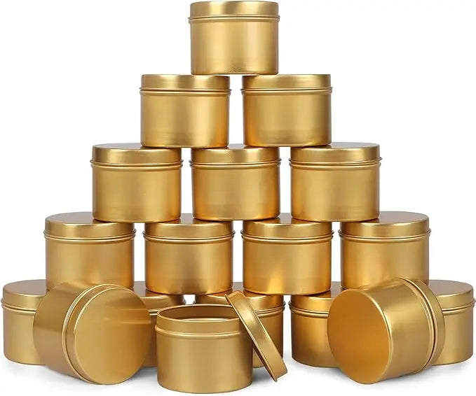 round Empty 2 Oz 3 Oz 5 Oz 8 Oz Balm Cream Gold Metal Aluminum Tin Cosmetic Cans with Screw Cap for Lotion Tea Box Storage