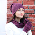 Women Men Beanie Winter Hat Neck Warmer Scarf and Touchscreen Gloves 3-Piece Set