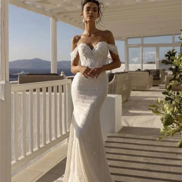 Mermaid Wedding Dress With Detachable Overskirt Robes De Marriage Princesse En Dentelle Et En Satin Elegant Wedding Dress