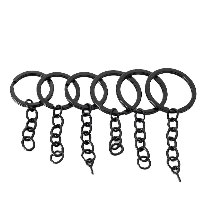 Wholesale Bulk Stainless Steel Key Chain Accessories Sheep Eye Screw Metal Split Key Ring with Chain for Toy and Jewelry Making