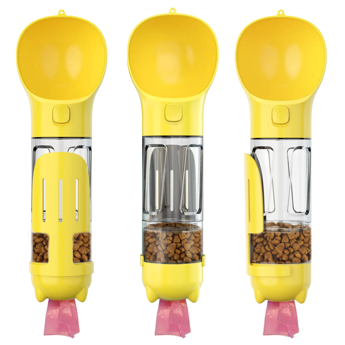 4 in 1 Multi-funtion Pet Supplies Outdoor Walking Travel Dog Water Bottle with Food Container and Poop Bag Dispenser
