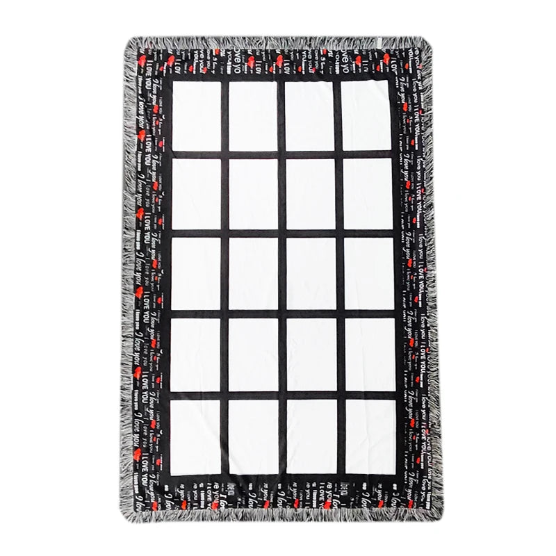 Qualisub Black Edge I LOVE YOU 20 Panels Blanket Sublimation Blankets Blanks in Custom Printing
