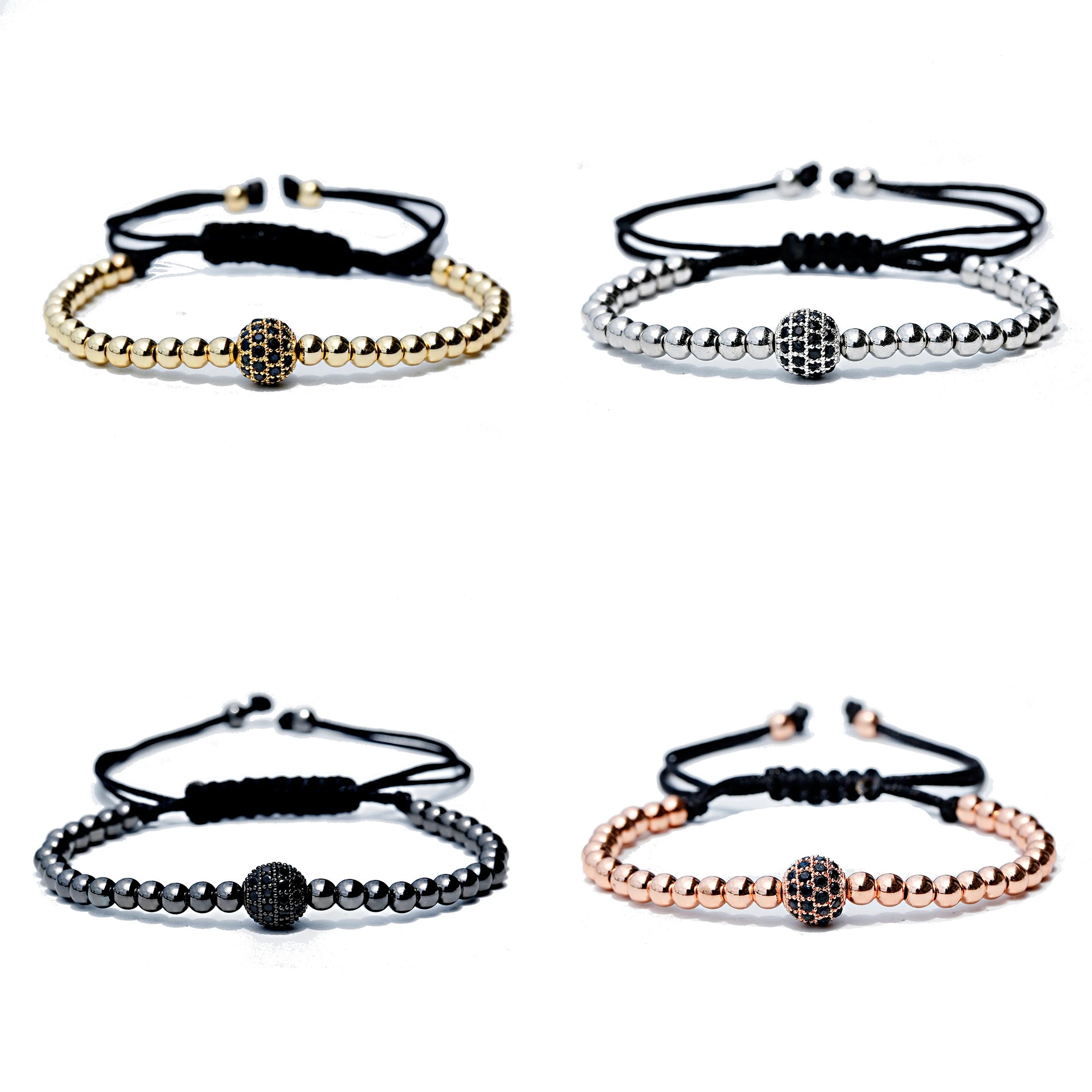 Douvei Crystal Micro Paved Ball 24K Gold Plated Charm Ball Bracelet Charms Men Women Thin Luxury Jewelry for Party & Wedding