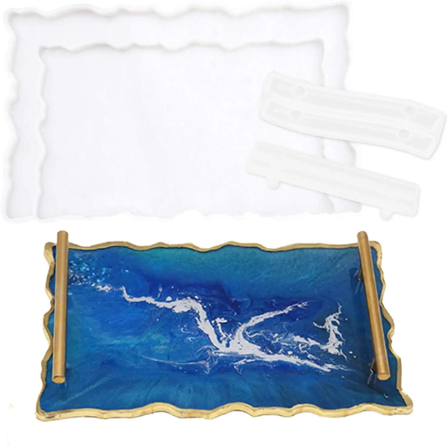 Silicone Resin Tray Molds Rectangle-Shaped DIY Tea Coaster Making Table Mat Handmade Irregular Epoxy Resin Tray Cake Tools