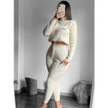 L230644 Factory Custom Women Running Sets Solid Color Tracksuits Workout Clothes High Collar Sweatshirts Lace-Up Joggers Set
