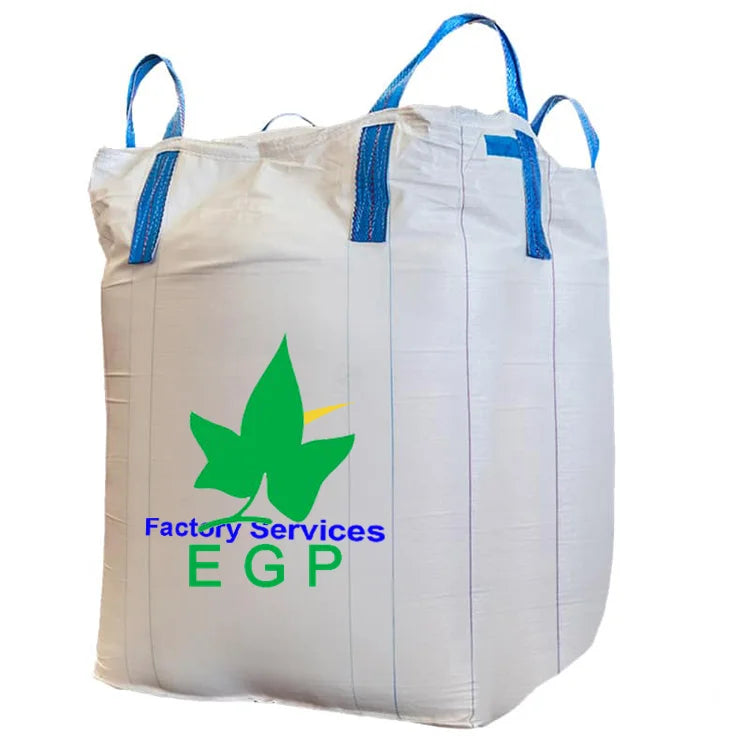 EGP Factory Food Grade PP Material Skirt Top Flat Bottom Discharge Bulk Bag 1500kg Safety Factor 5:1 MegaBDM