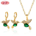 Top Quality Hummingbird 18K Gold Earrings Necklace Jewelry Set Jewelry Display Zircons Sets  for Women
