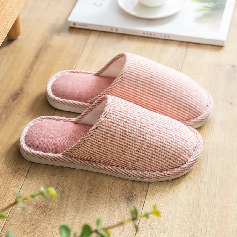 2024 Fashion Linen Indoor for Slippers for Women Wholesale Comfortable Non-Slip Absorbent Floor Shoes Soft Summer Autumn Couple'