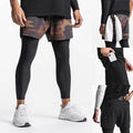 Summer New Styles Elastic Breathable Double Layer Lined Leggings Polyester Sport Shorts Camouflage Man Sport Shorts