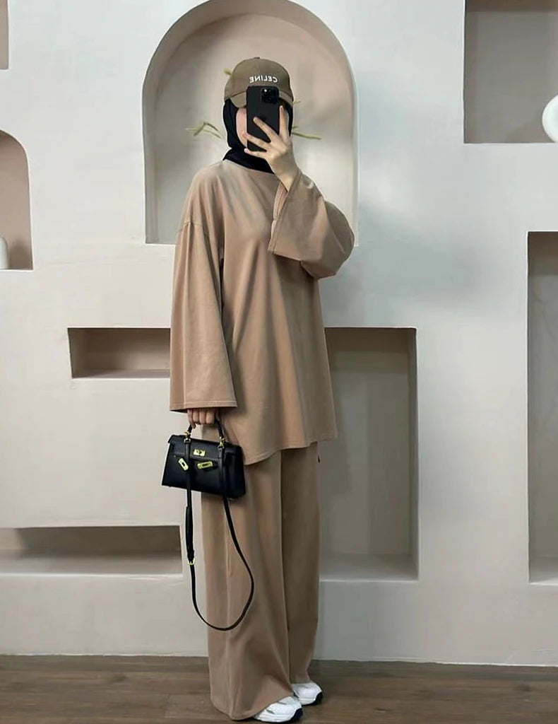 2026 New Suit Islamic Clothing 2 Piece Set Casual Style Elegant Suit Pants Set Muslim Women Modest Muslim Pants Top Set MegaBDM