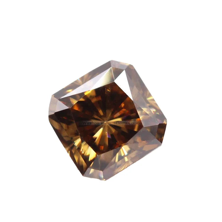 Tianyu Gems 2ct square Shape Radiant Cut champagne Color Loose Moissanite