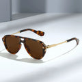 Vintage Unisex Large Double Bridge Frame Custom Logo Leopard Sunglass Retro Brown Shade Men