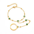 Summer Jewelry Dainty Gemstones Inlay Stainless Steel Slave Chain Link Finger Bracelet for Women Perfect Anniversary Gift