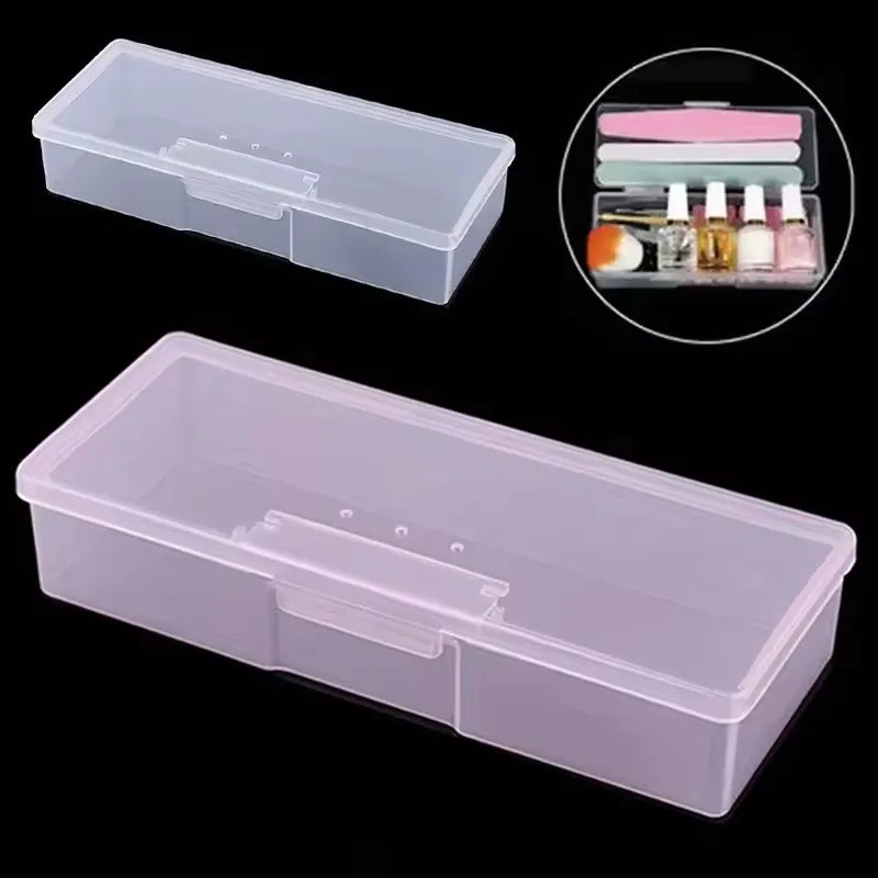 Nail Art Storage Box Nail Accessories Organizer Clear Cuboid Plastic Container Packaging Case for Pen Brush File Manicure Tools