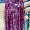 2mm 4mm Faceted Cube Natural Genuine Ruby Gemstone Beads Strands Facet Ruby Cube Bead
