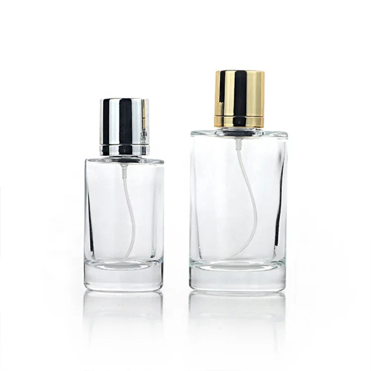 Wholesale 30ml 50ml 100ml Round Clear Glass Perfume Bottle with Silver Cap