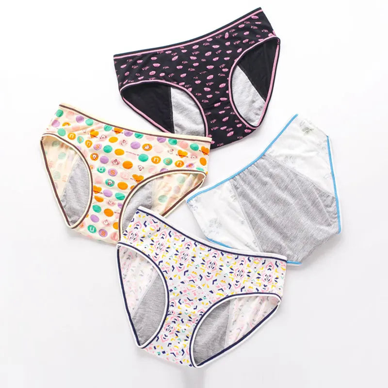 JOGOGO Wholesale Customize Cartoon Printed Briefs Menstruating Leak-proof Panties Women's Menstrual Underwear Briefs