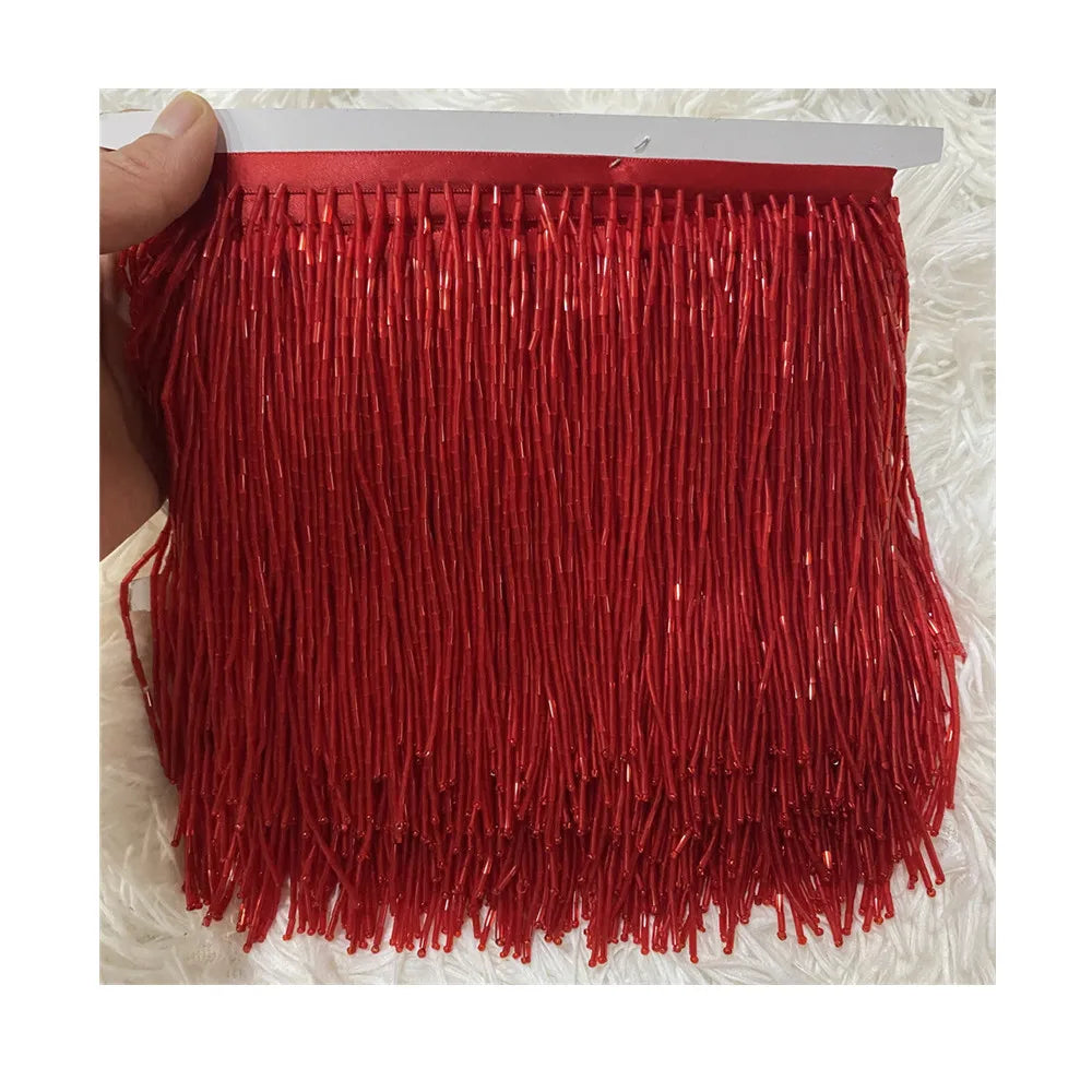 5Meter  Wholesale 15cm(6inches) Heavy  Glass More Colors  Seed Beaded Fringe Lamp Costume Trim Crafts