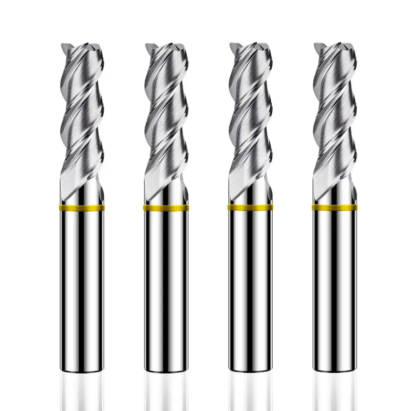 AZZKOR 3F Endmills Color-Ring Coating Tungsten Carbide Flat Bottom Aluminum Milling Cutter for CNC Mechanical