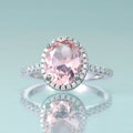 KH082 Abiding Jewelry 8x10mm Oval Pink Gemstone Wholesale Morganite Rings 925 Sterling Silver Engagement Ring