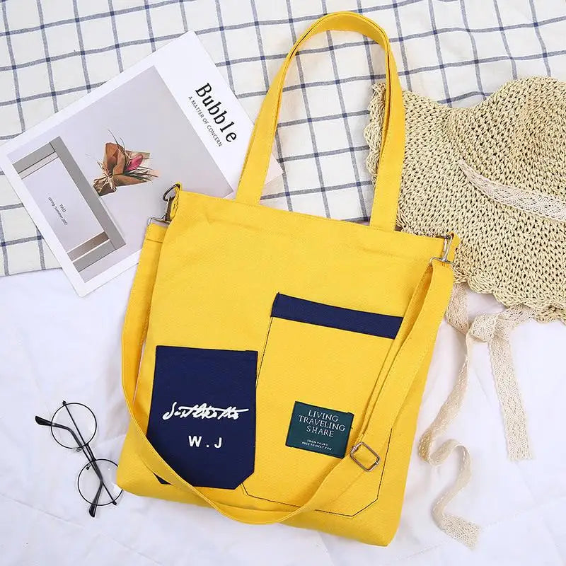Ruthbag Women's Fashionable Solid Color Canvas Tote Bag Eco-Friendly Reusable All Seasons Students Book Carrying Single ZHEJIANG