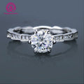 1carat Sterling Silver Plated Platinum Engagement  Wedding Moissanite Diamond Ring for Women
