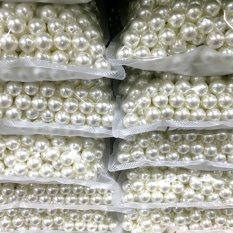 Factory Price 0.5Kg/bag ABS Round Beads With/without Hole Option for Sewing Craft Decoration DIY Accessory Garment Pearls Beads