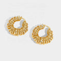 Personalized Fashion Brass 18k Real Gold Plated Winding Line Spring Hoop Earrings