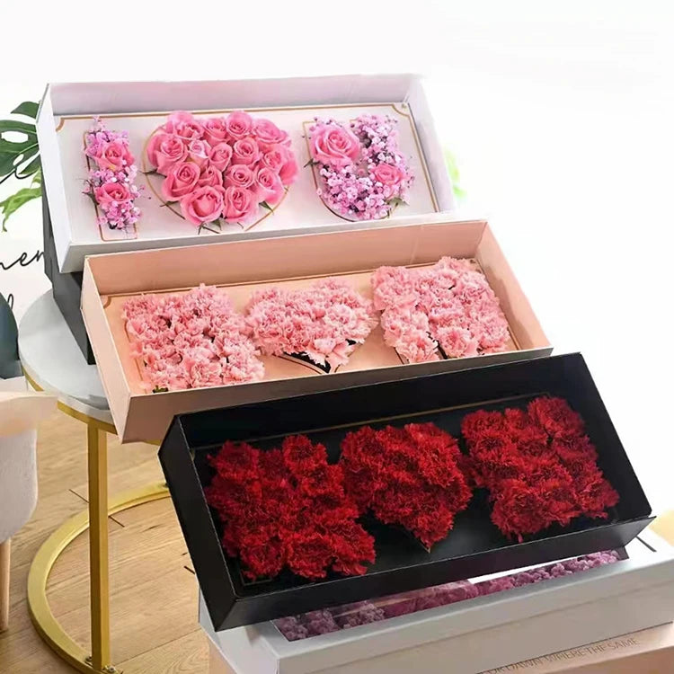 Wholesale Custom Art Paper Flower Gift Boxes with Embossing for Valentines and Flower Decorations