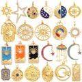 Shining Celestial Sun Moon Star Space Charm Pendant in Gold ColorInlaid CZ Zirconia Jewelry Necklace Bracelet Making Supply L42