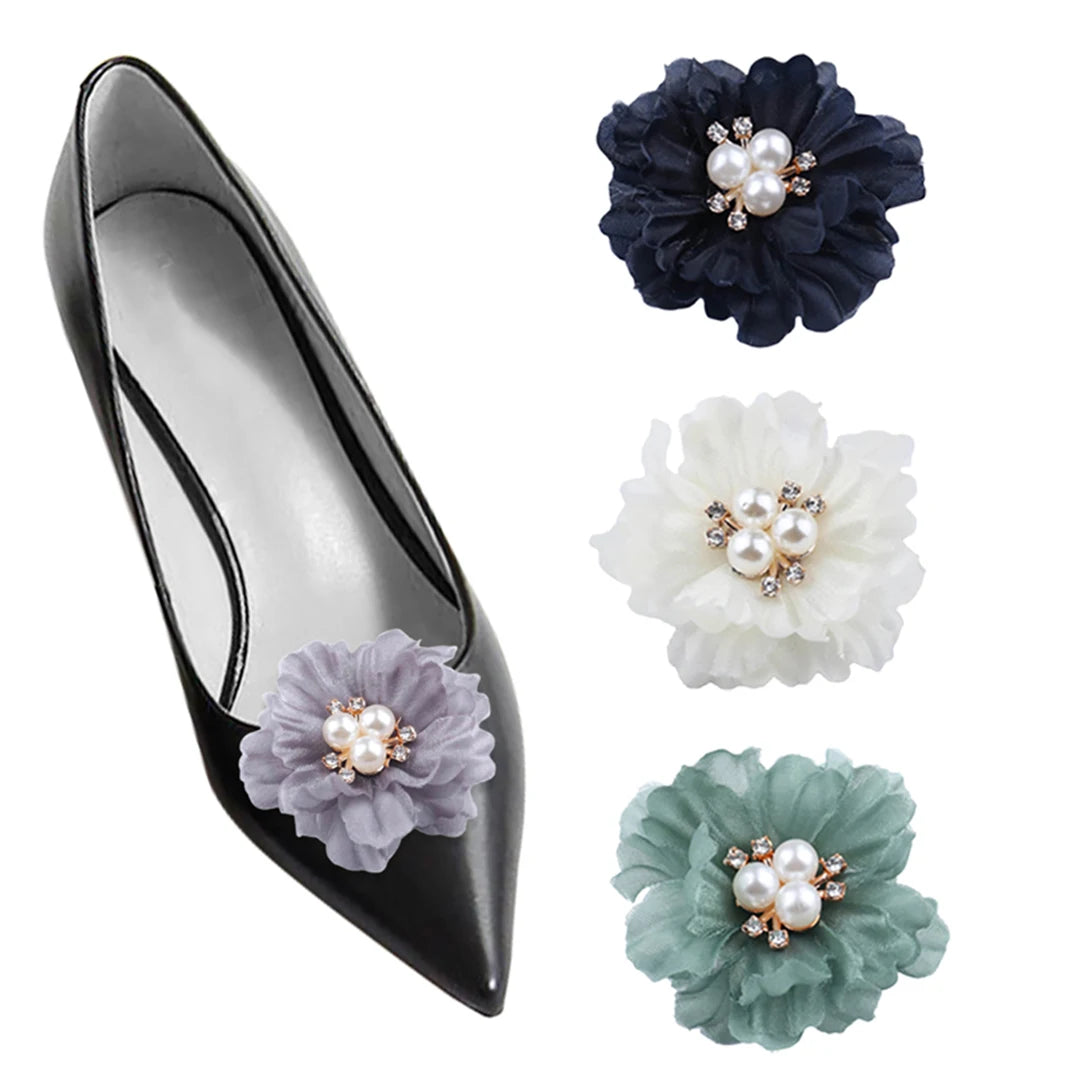 Custom Detachable Metal Shoe Buckle Pearl Flower Decorative Heel Shoe Clips for Women Novelty Gifts Accessory
