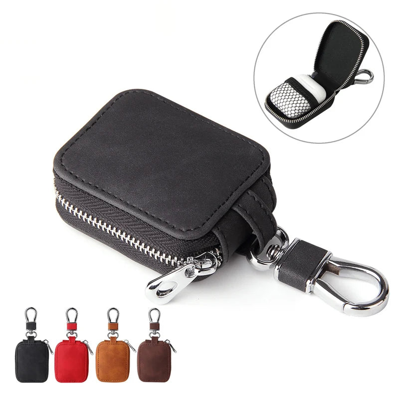 Earphone Case Universal Mini Leather Earhuds Bag with Ring Holder for Airpod Travel Carry Bags