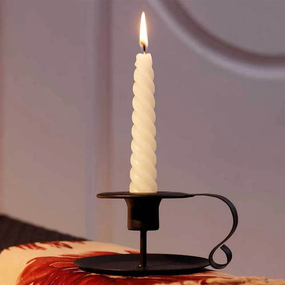 Metal Black Candle Holders Rustic Iron Candlestick Holder for Wedding Holiday Festival Dinner Party