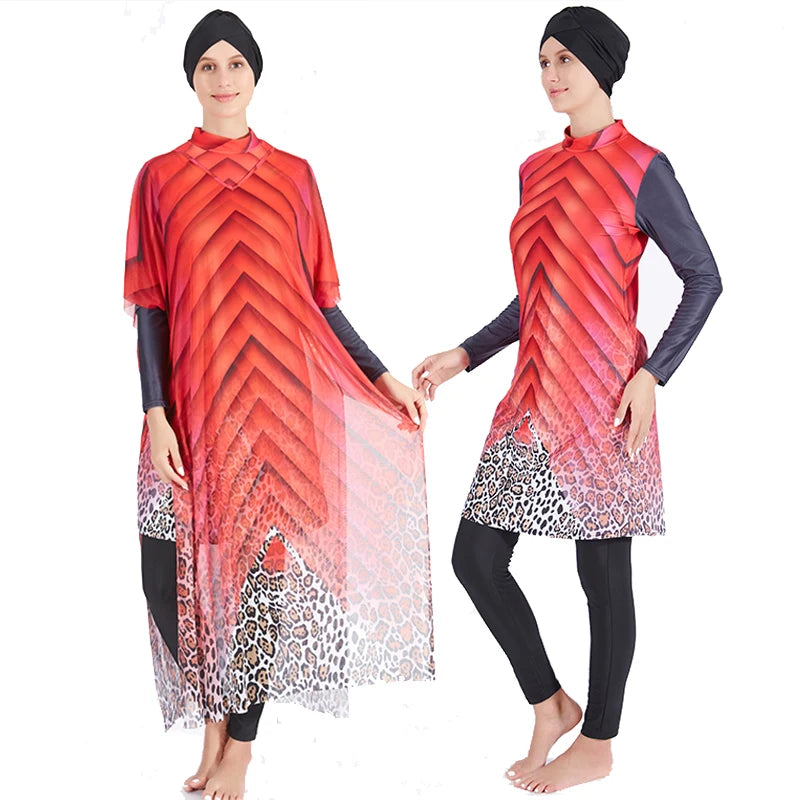 Muslim Women Swimwear Burkini Swimsuit Islamic Swimsuit Long Sleeve Cover Skirts+pants +turban Beach Wear