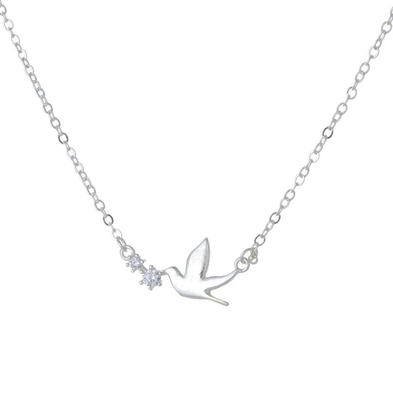925 Sterling Silver Necklace Temperament Cute Swallow Diamond Necklace Female Korean Fashion Clavicle Chain