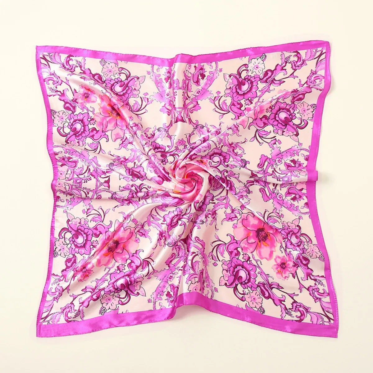 Summer and Spring New Fashion Floral Print 60CM Small square Scarf Export Hit Product European Popular Small  Scarf