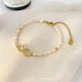New Fashion Jewelry Stainless Steel Pendant With Diamonds and Freshwater Pearl Bracelet Jewelry for Women