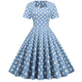 Women Clothing Lady Elegant Retro Swing Square-neck Vintage Floral Print Short Sleeve Midi Summer Casual Dress