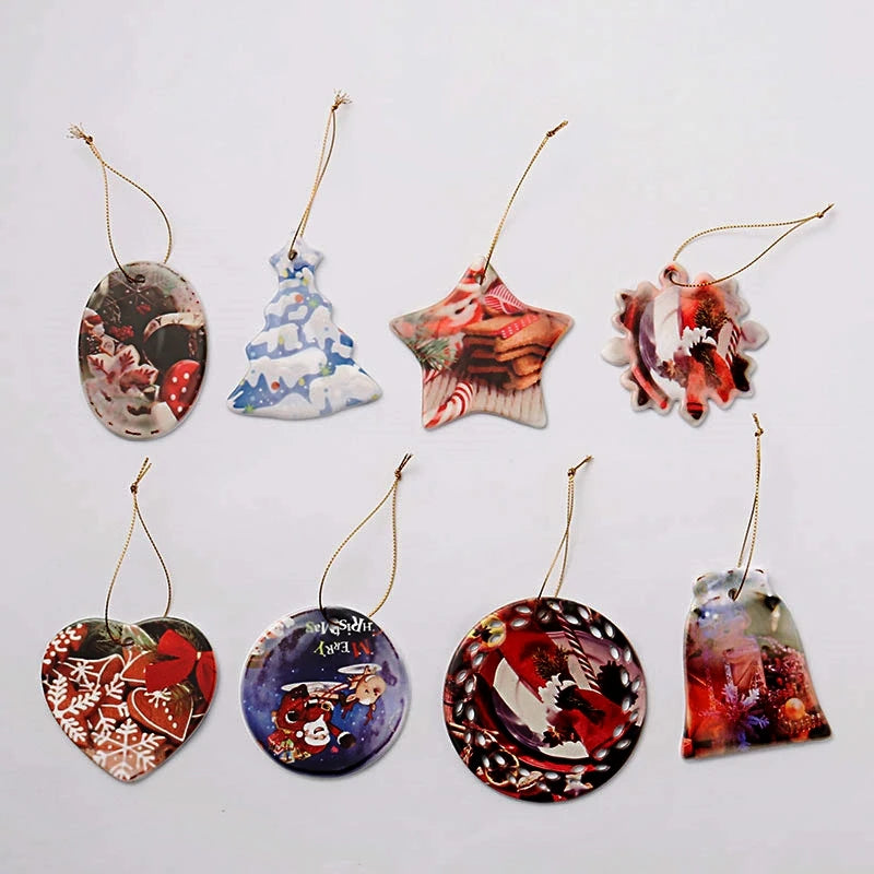 DIY Xmas Decoration Circle Shape Blank Personalized Ceramic Christmas Ornaments for Sublimation