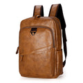 Scratch-proof Unisex Large PU Leather Laptop Backpack Zipper Closure Waterproof Geometric Pattern 20-36L Capacity School Bags