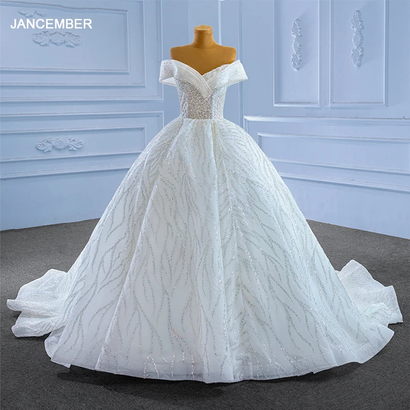 RSM222218 Hot Selling White Short Sleeve Lace Wedding Dress V Neck Backless Bridal Gown