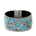 Best-selling Personalized Alloy Interchangeable Genuine Leather Cuff Women Shiny Beads Bangle Bracelet