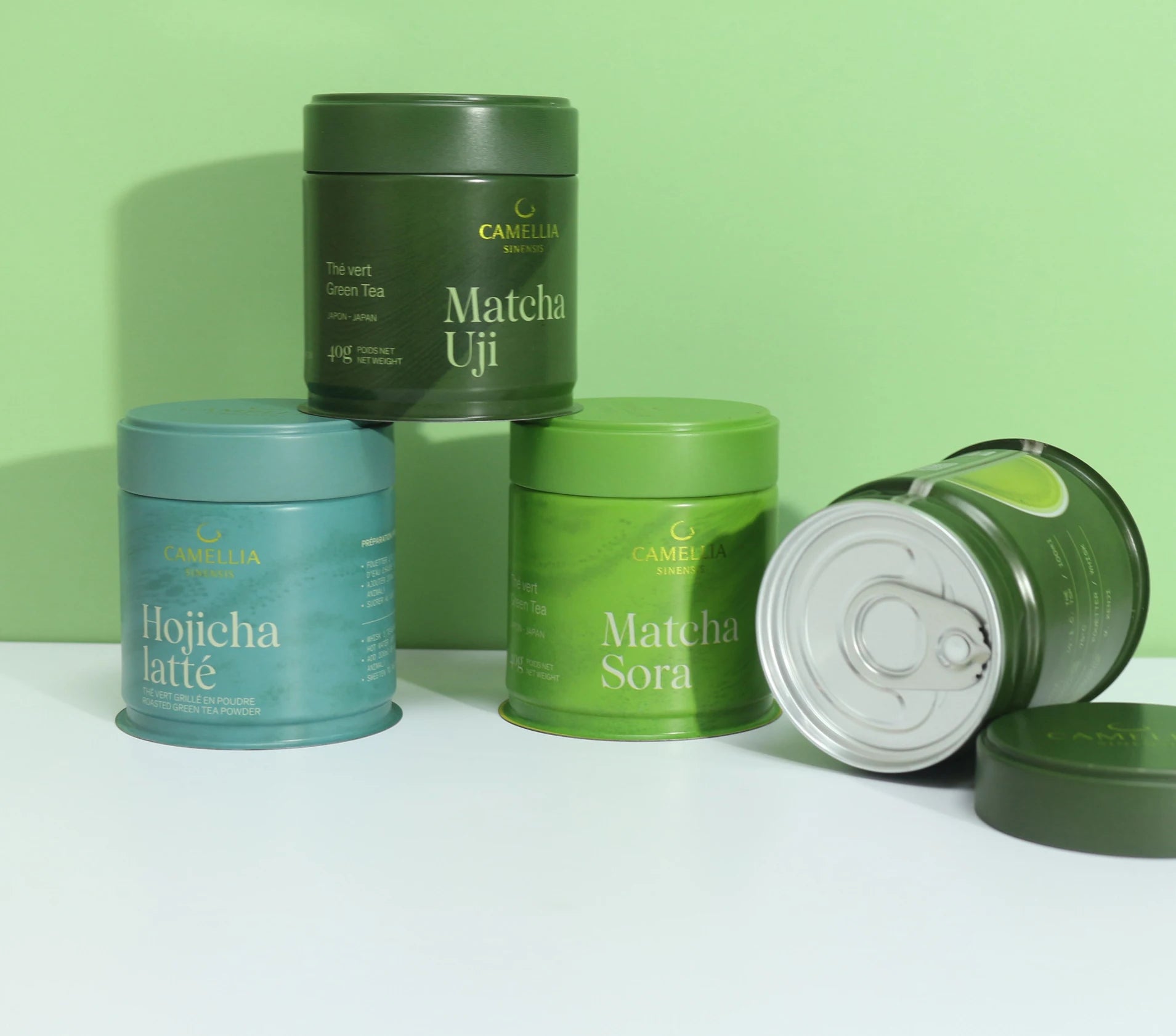 New 30g 50g Luxury Airtight Sealed Green Metal Round Empty Tea Packaging Matcha Powder Tin Can With Pull Tab