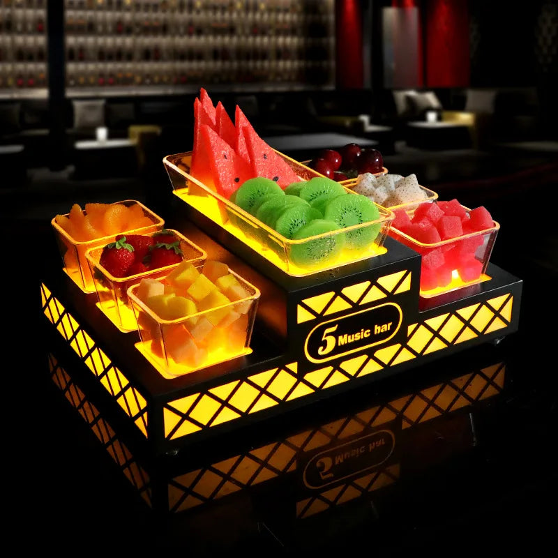 Customized LED Light-Up Fruit Serving Tray for Nightclubs and Bars Snack Serving Tray