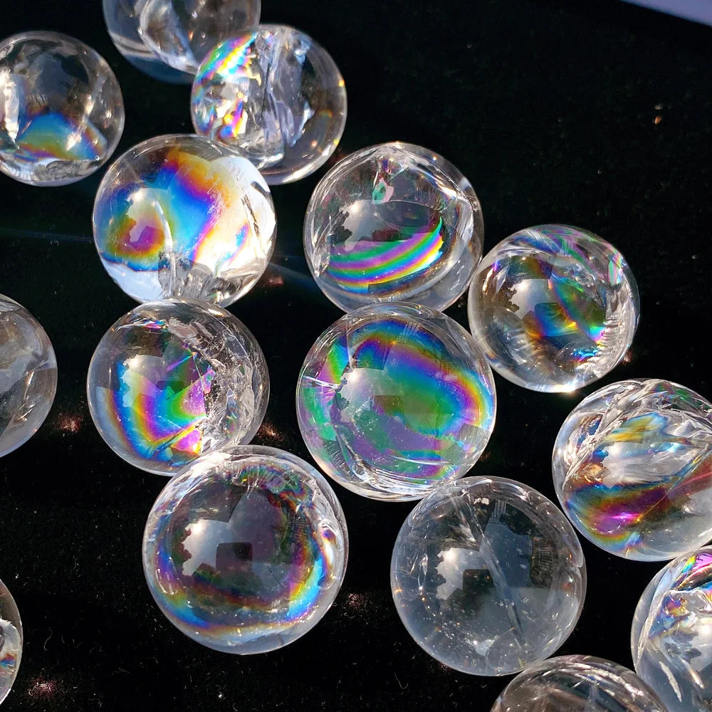 Hot Sales Natural Rainbow Clear Quartz Sphere Healing Stones Rainbow Crystal Ball Sphere for DIY Gifts