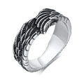 Retro Goth Men's Vintage Stainless Steel Feather Angel Wing Rings