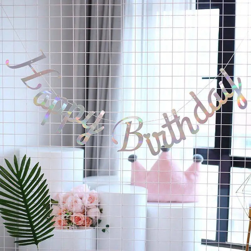 New Bronzing Hanging Flag Party Supplies Happy Birthday Banner Conjoined Letters Pull Flag